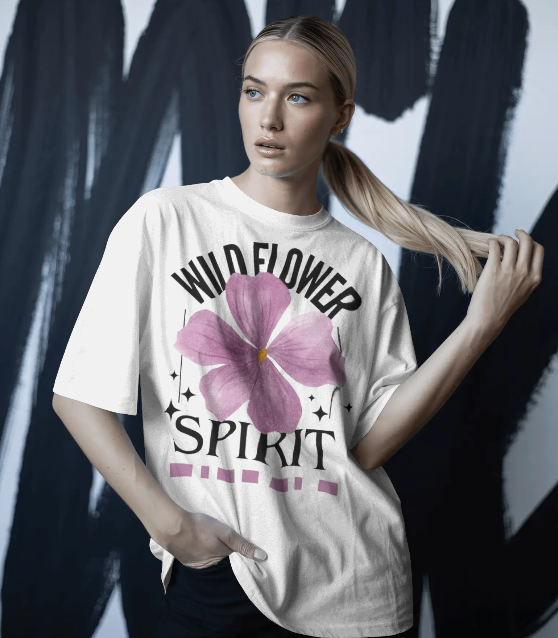 Wild Flower Spirit Oversized T-Shirt for Women