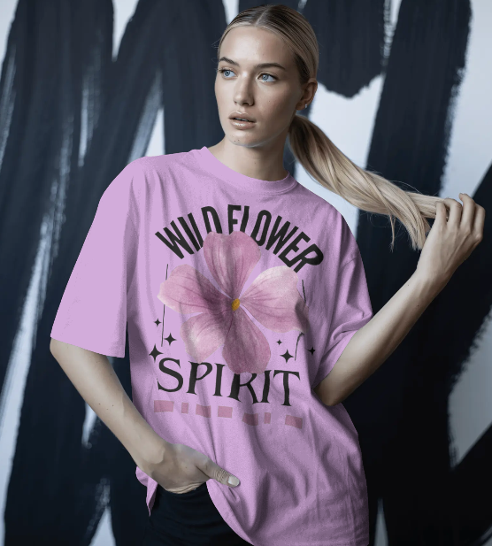 Wild Flower Spirit Oversized T-Shirt for Women