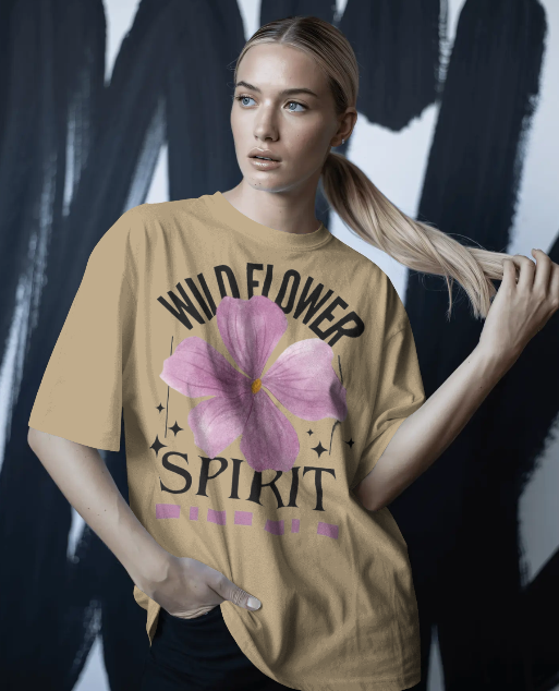 Wild Flower Spirit Oversized T-Shirt for Women